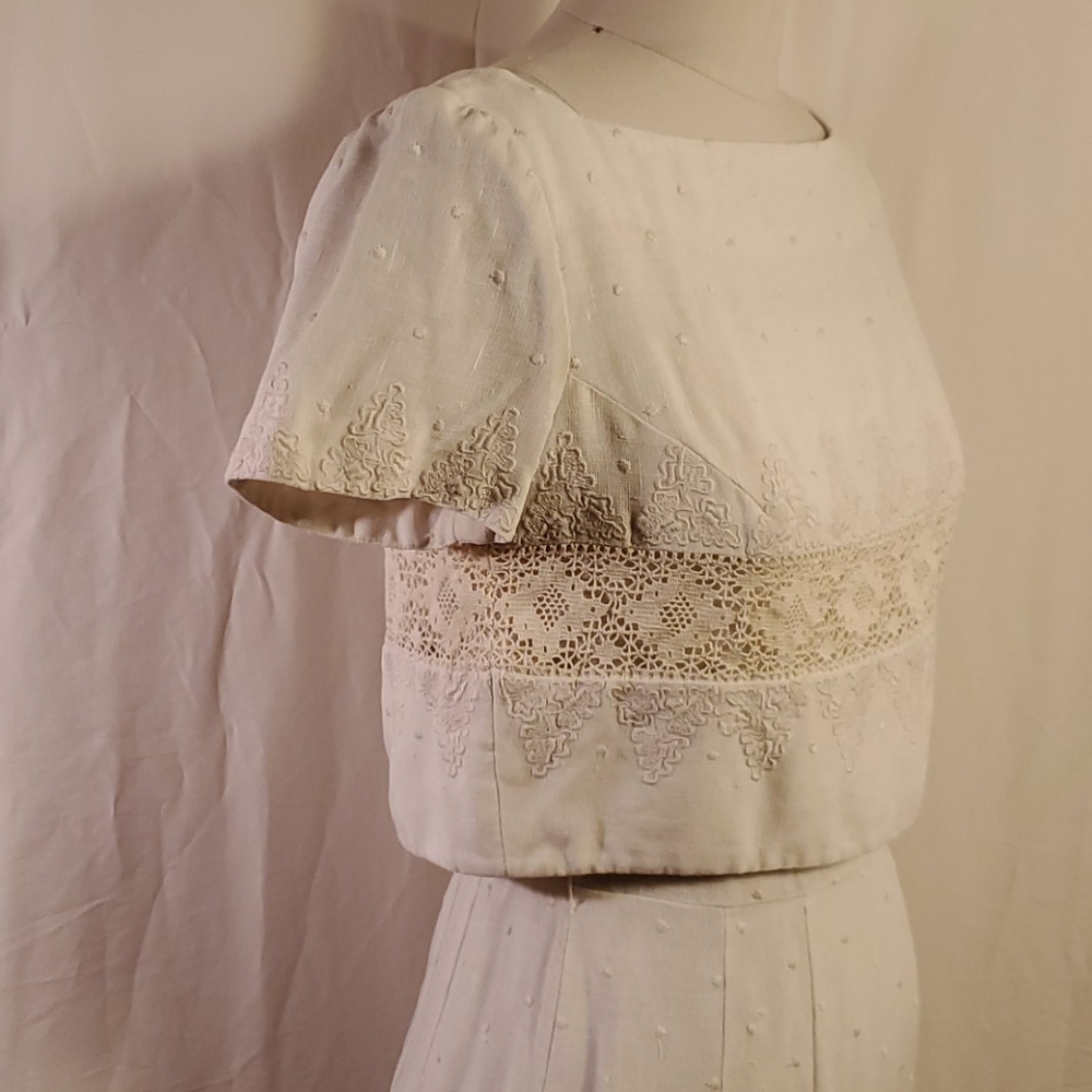 Vintage Cream 2-Piece Linen Dress - Picture 5 of 14